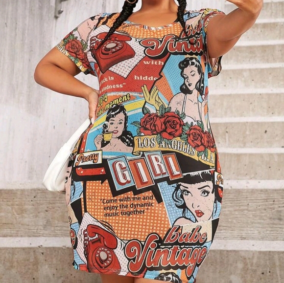 Plus Pop Art Print Dress - Picture 4 of 7